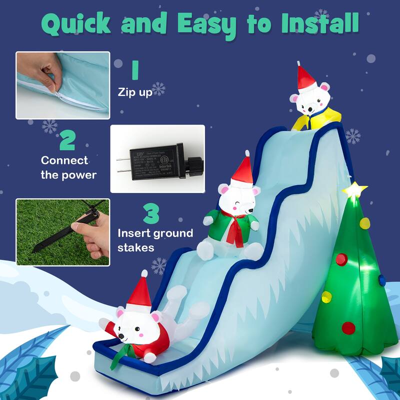 Costway 7.5FTInflatable Polar Bear Slide Scene Decoration, Blowup - See Details