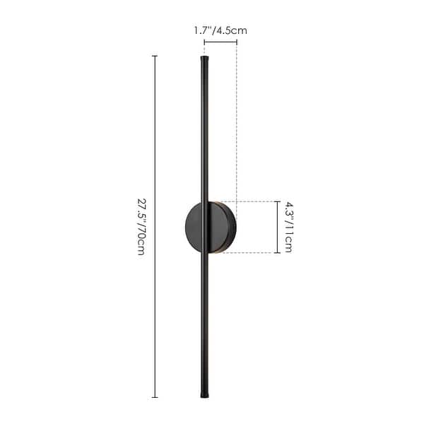 dimension image slide 8 of 13, 1-Light Black/ Gold/ Nickel Modern Long Linear Strip Wall Sconce Dimmable LED Bathroom Vanity Light