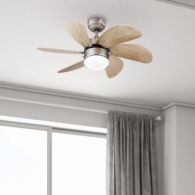Westinghouse Lighting Turbo Swirl 30-Inch 6-Blade Indoor Ceiling Fan with Dimmable LED Light and Opal Frosted Glass
