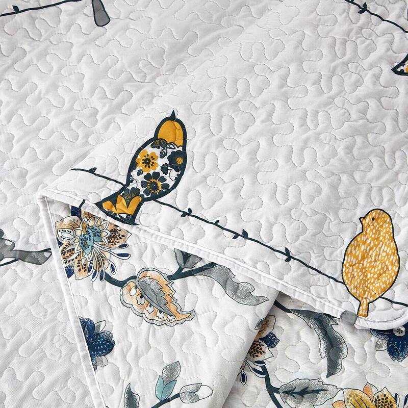 Modern Ayat Birds Oversized Bedspread Set Reversible Bed Quilt Queen On Sale Bed Bath