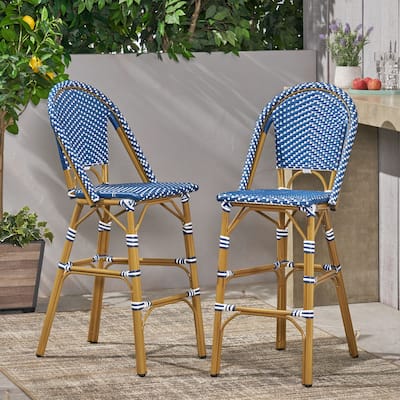 Outdoor PE Rattan French Barstool(Set of 2)