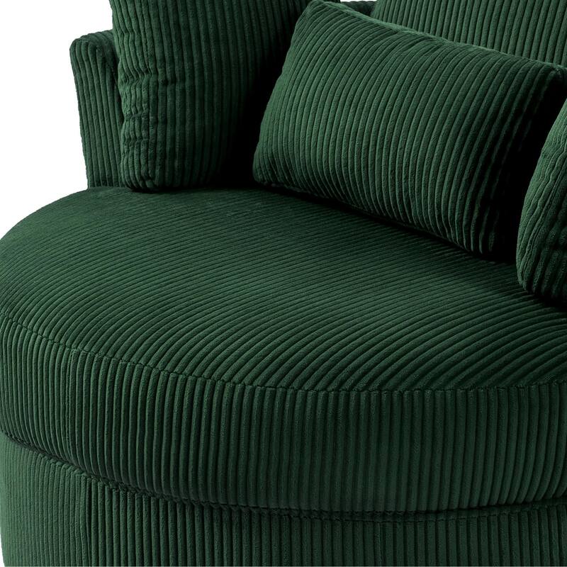 Indoor Corduroy Swivel Chair with Pillows