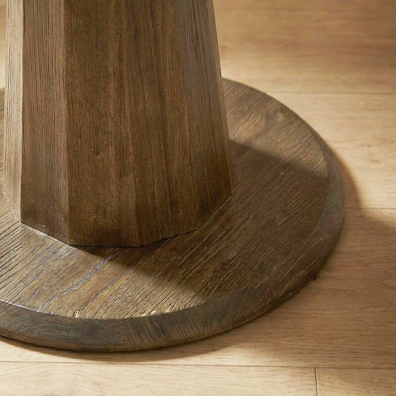 19.69" Solid Wood Stump Nightstand, Rustic Side Table