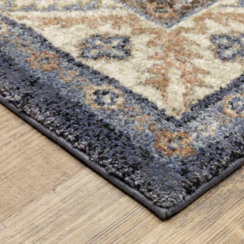 ROW Gemma Triple Medallion Traditional Blue/Rust Area Rug