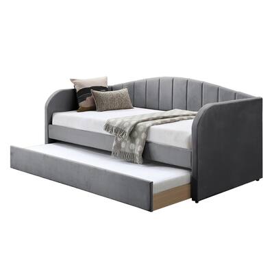 Velvet Upholstered Twin Size Daybed with Trundle