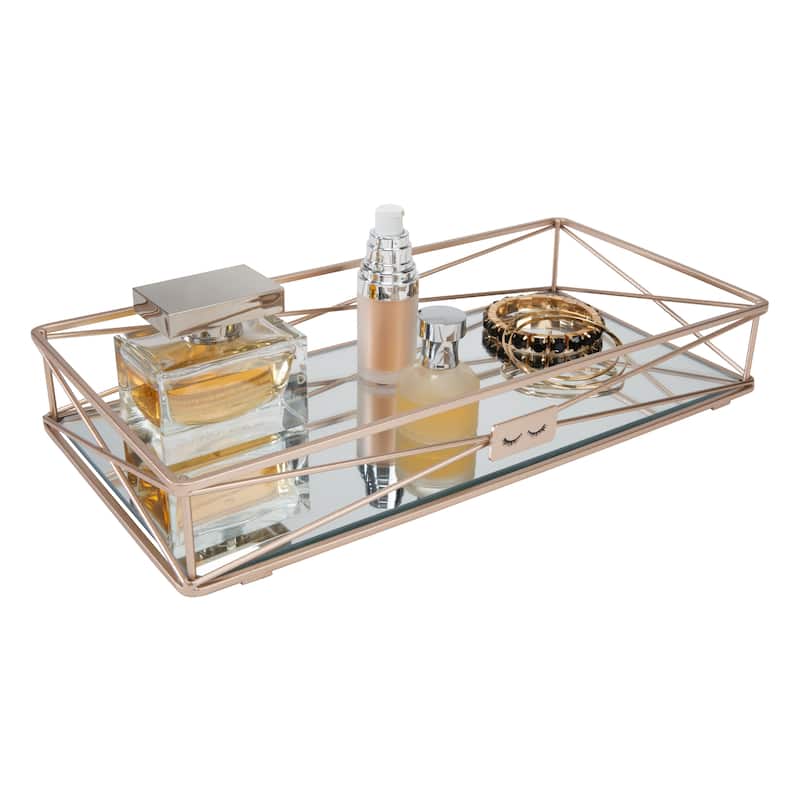 Home Details "Gorgeous" Vanity Tray in Rose Gold - 14"x 7"x 2"