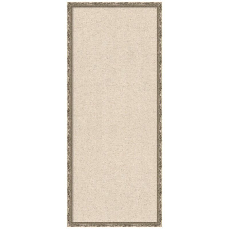 Kate and Laurel Pinboard Neutral Linen - 18x42 - Mila Dark Silver