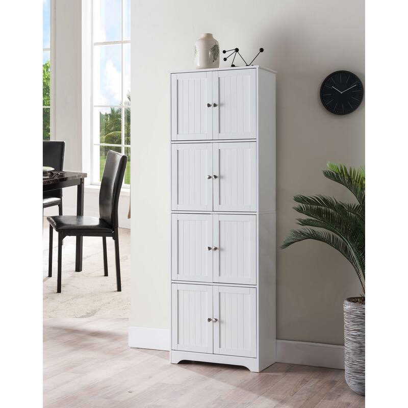 4-Tier Kitchen Pantry Storage Cabinet with 8 Doors, Black