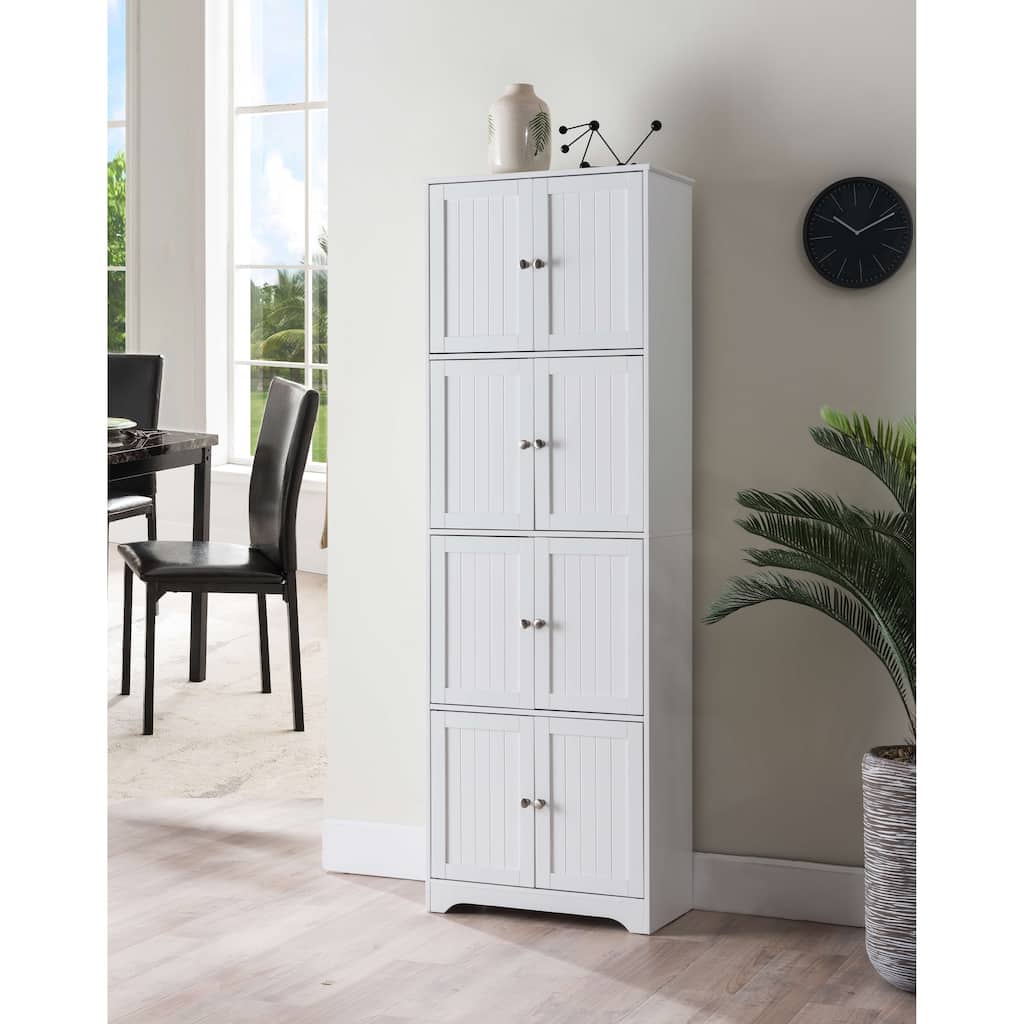 4-Tier Kitchen Pantry Storage Cabinet with 8 Doors, Black