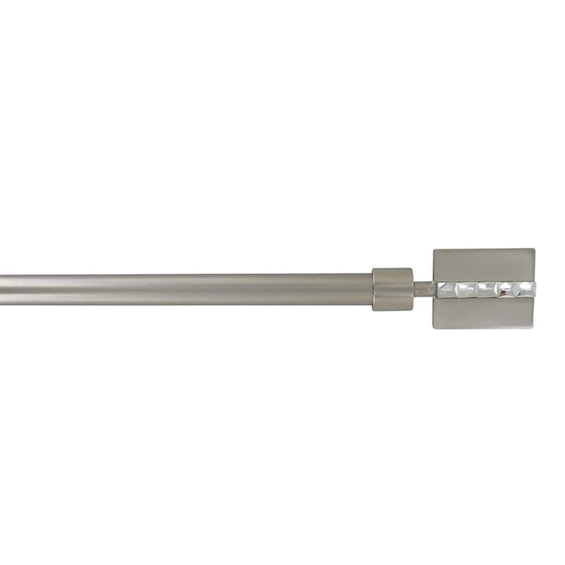 Adjustable Single Curtain Rod 50"-82" with Faceted Finials and Brackets, Graphite - 50" to 82" L x 5/8" D