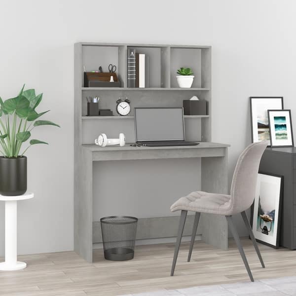 slide 2 of 23, vidaXL Desk Engineered wood 40.2 x 17.7 x 58.3 in Desk Grey