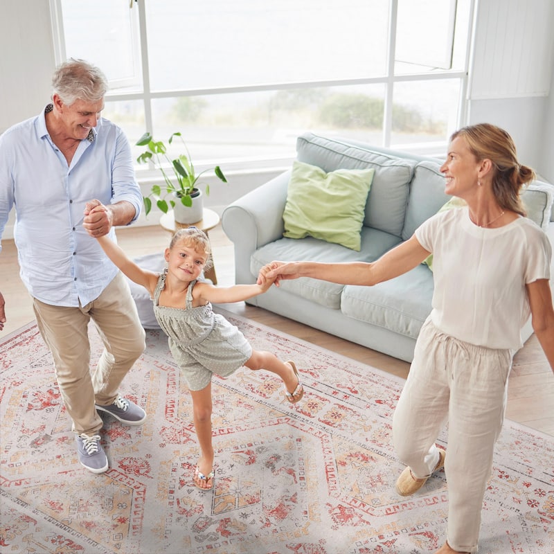 9x12 Large Area Rug,Washable Rug,Low-Pile,Non-Slip,Non-Shedding,Foldable,Area Rugs for Living Room,Bedroom,Kitchen