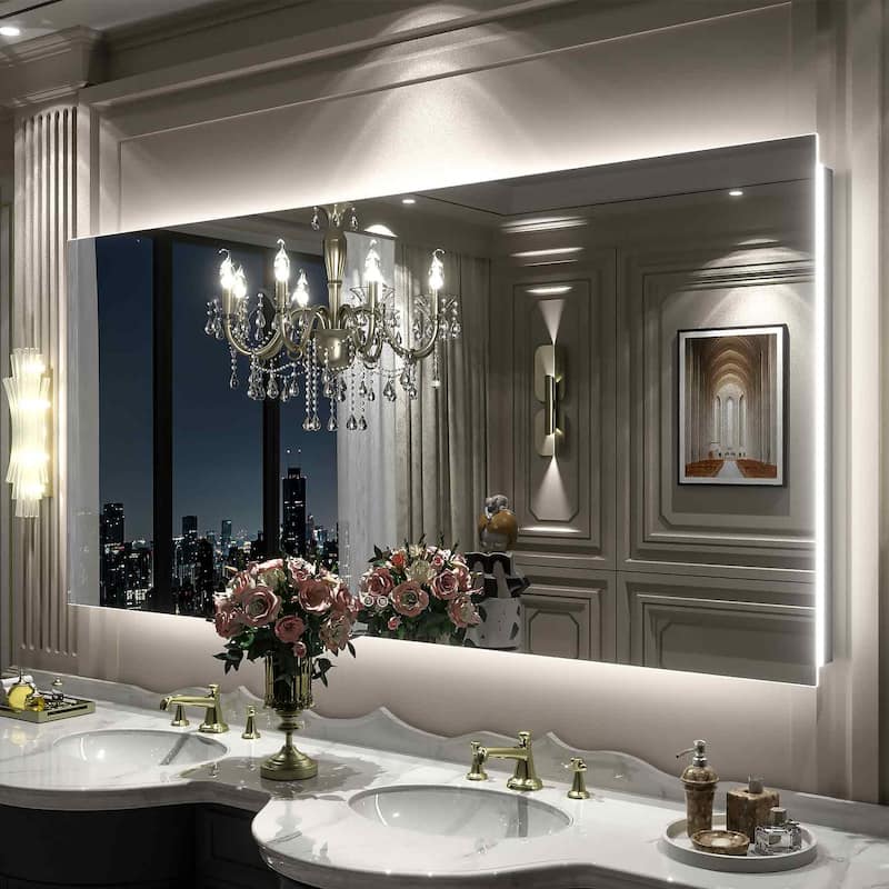 Frameless LED Backlit Anti-Fog Bathroom Vanity Mirror - 60x28