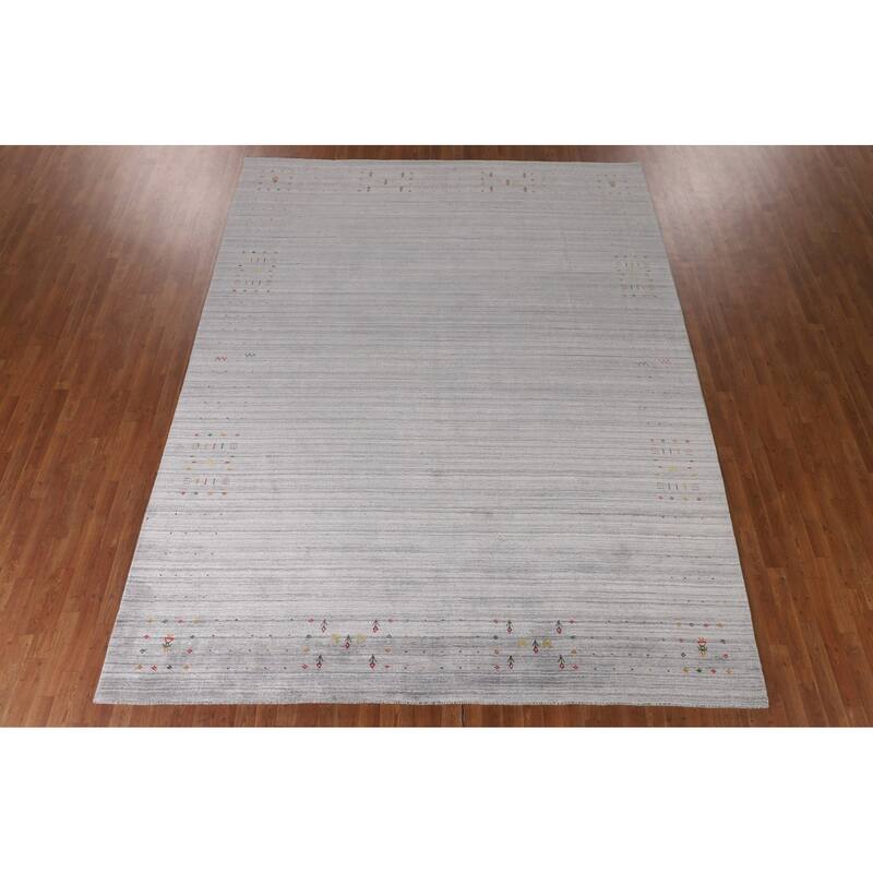 Striped Gabbeh Indian Area Rug Handmade Wool Carpet - 9'3" x 11'8"