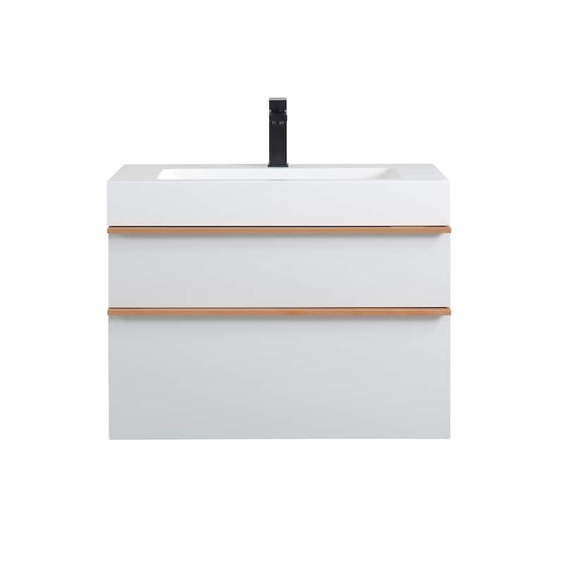 Wall Mounted Bathroom Vanity with Integrated Acrylic Sink