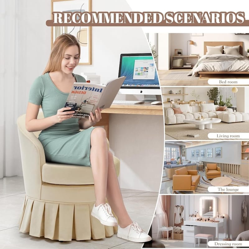 Mid Century Upholstered Cozy Accent Dining Chair for Bedroom, Living Room, or Dining Room