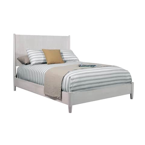 Alpine Furniture Flynn Mid Century Modern Wood Panel Bed in Gray