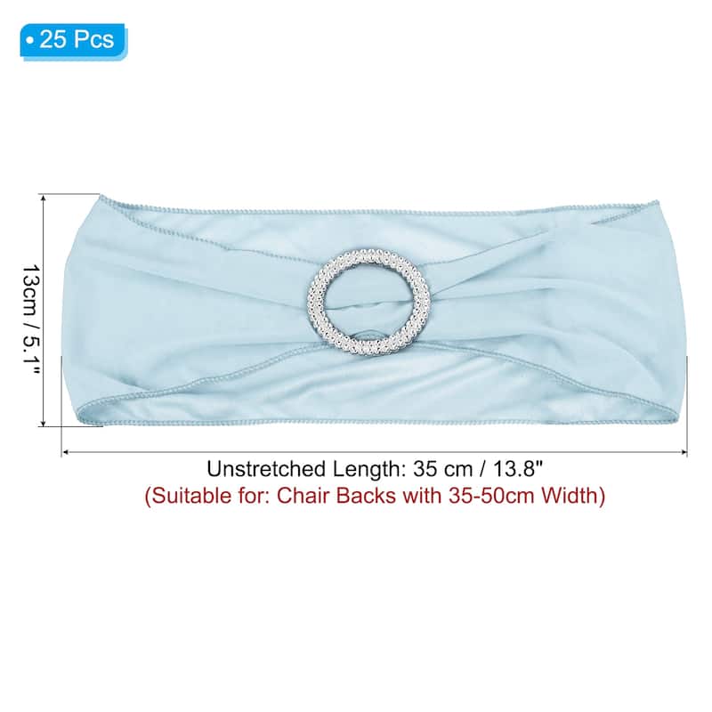 14"x5" Stretch Chair Sashes Bows Chair Bands Sash with Buckle - Sky Blue - 25 Pcs