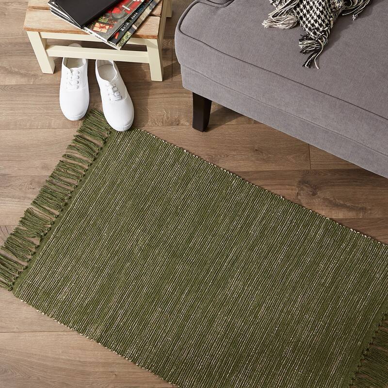 DII Gray and Off White 2-Tone Ribbed Rug 2x3 Ft - 24.0 In. L X 36.0 In. W X 0.2 In. H