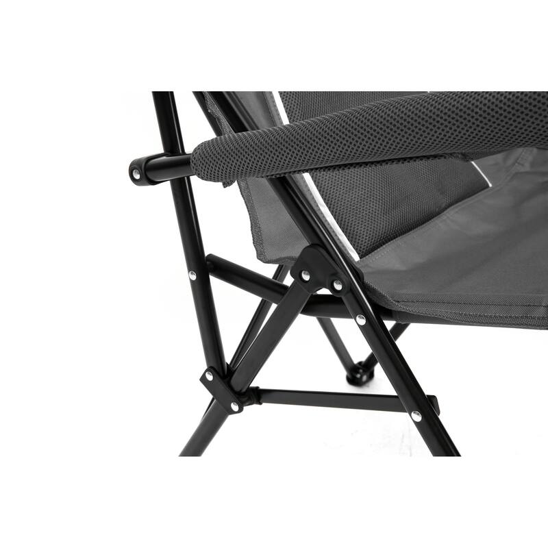 Anmytek Collapsible Padded Camping Chair with Cup Holder High Backrest and Mesh Panel Foldable Outdoor Chair