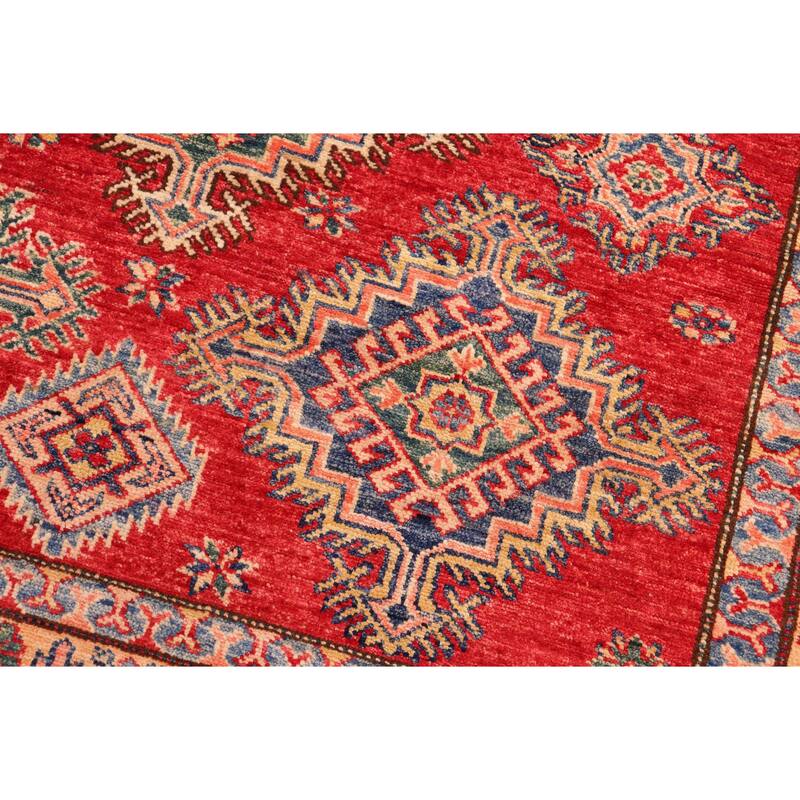 Tribal Super Kazak Briar Red/Beige Hand Knotted Wool Rug - 8'2'' x 10'0''