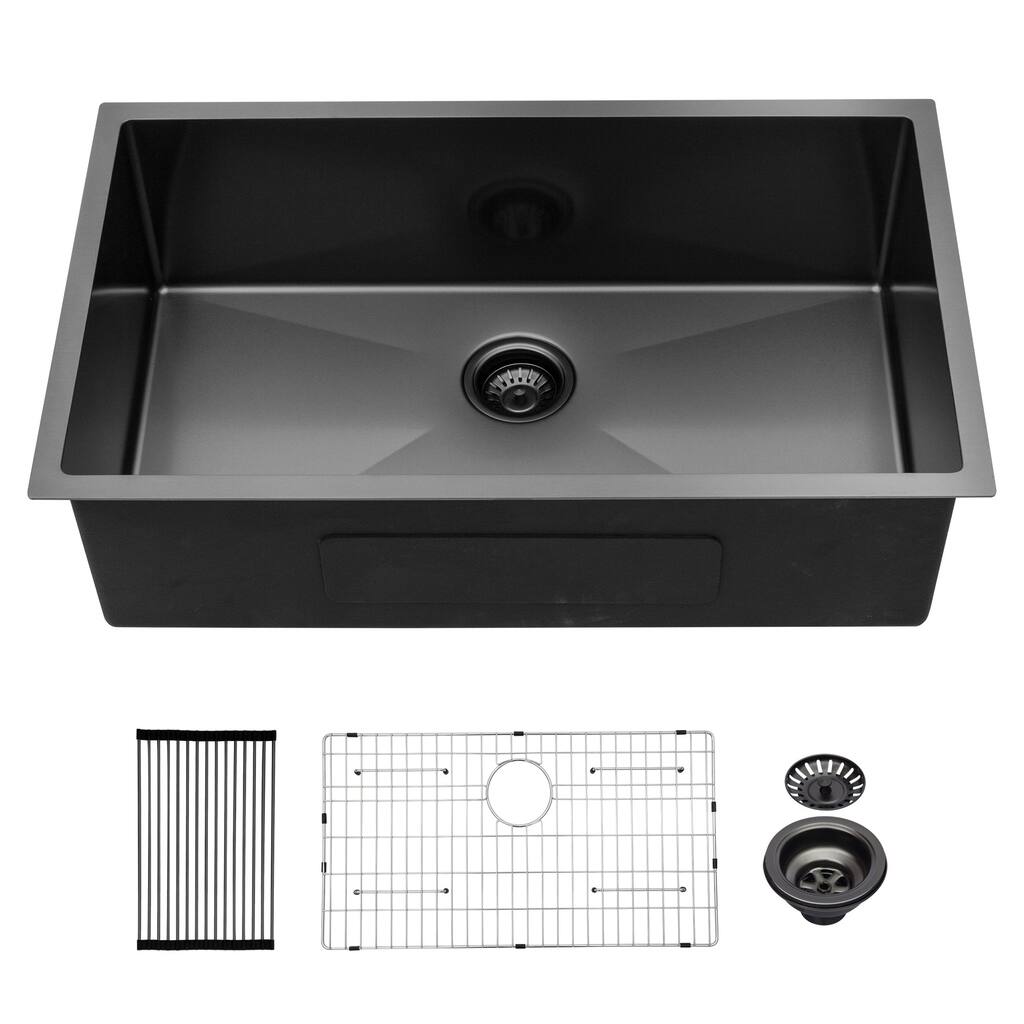30/32 In. Undermount Single Bowl 16 Gauge Brushed Nickel Bowl Stainless Steel Kitchen Sink Basin