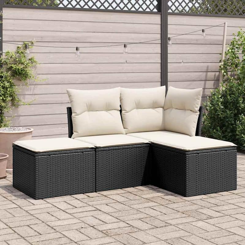 vidaXL Garden Sofa Set Black and Cream White - 21.7 x 21.7 x 14.6