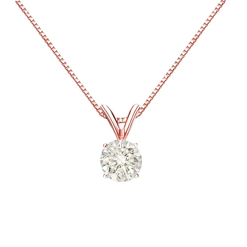 Auriya 14k Gold 1/2ctw Round Solitaire Diamond Necklace (J-K, I1-I2) - Rose