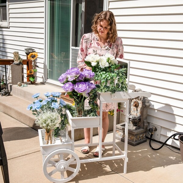 3-Tiered Wheeled Planter with Chalkboard - White - Bed Bath