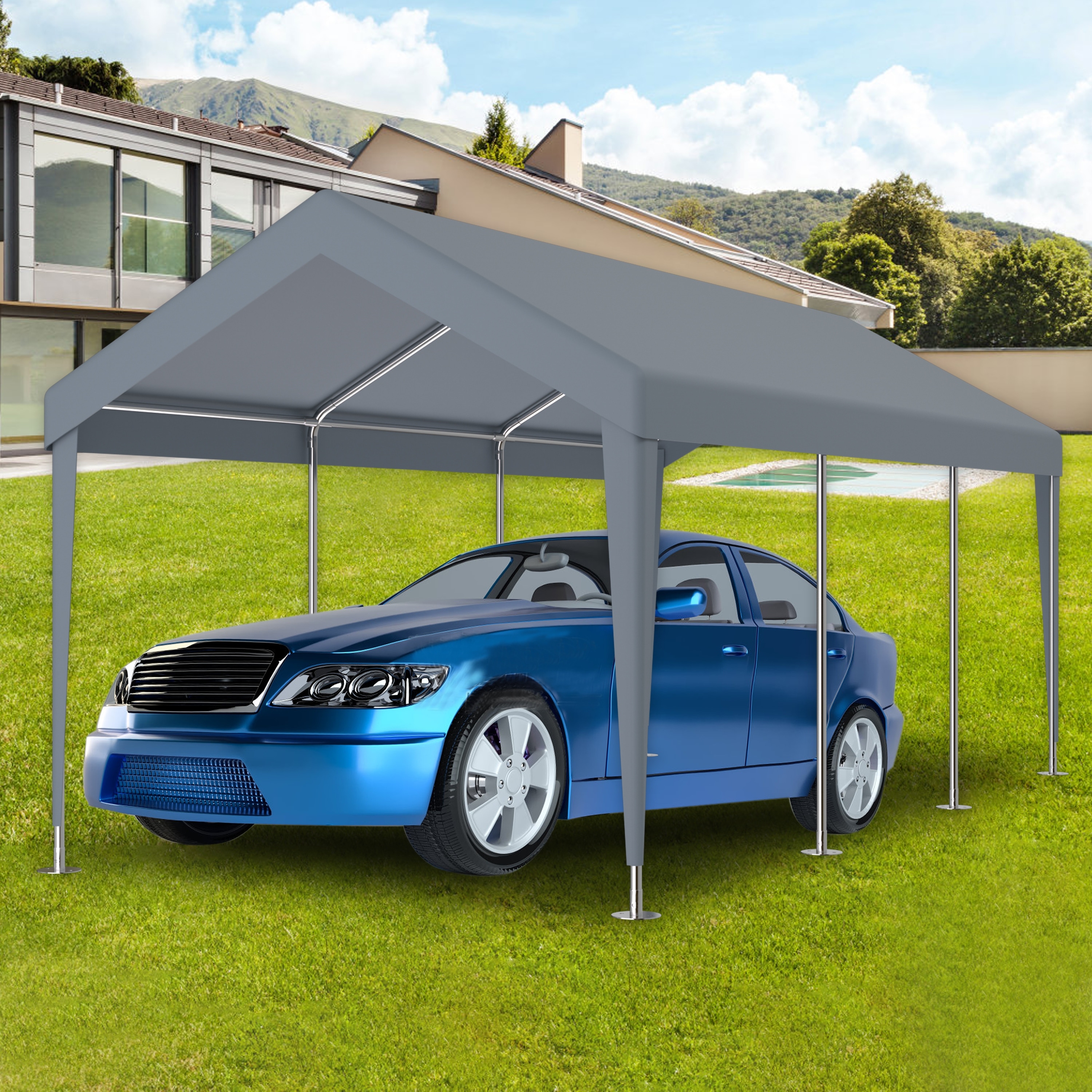 GDFStudio - Outdoor Carport Replacement Canopy Cover, Waterproof & UV Protected Tarp with 76 Elastic Buckles, NO Frame