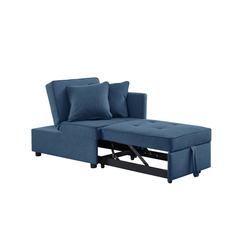 4-in-1 Sofa Bed - Convertible Recliner with Wood Frame