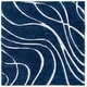 preview thumbnail 157 of 213, SAFAVIEH Florida Shag Sigtraud Abstract Waves 1.2-inch Thick Rug 4' Square - Navy/Ivory - Square