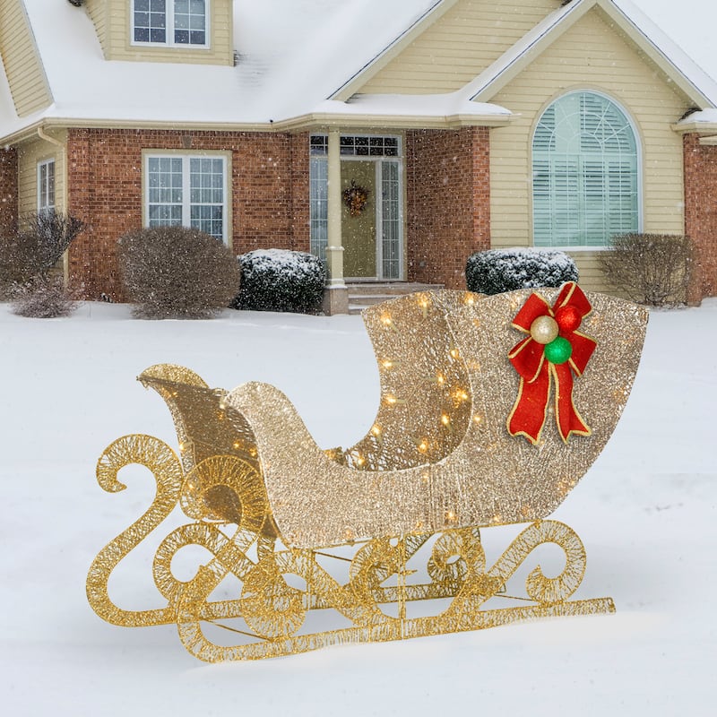 National Tree Company Santa's Sleigh with LED Lights - Champagne - 38 in