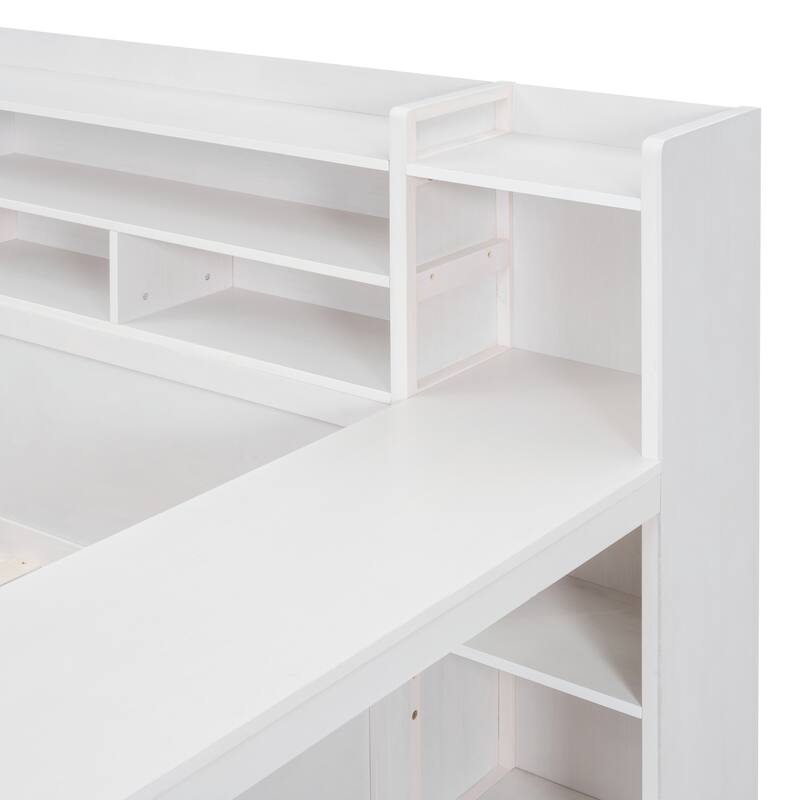 Modern Wooden Multi-functional Daybed with Storage Shelves and Drawers