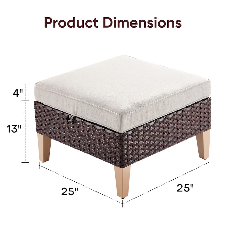 Gymojoy 2 Piece Patio Outdoor Ottomans with Soft Cushions Weather-resistance