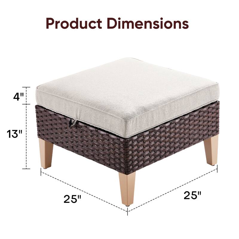 Gymojoy PE Rattan Patio Chairs, Ottoman Set