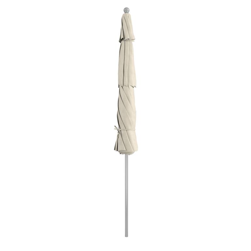 California Umbrella 11' Rd Aluminum Frame, Fiberglass Rib Market Umbrella, Push Open, Anodized Silver Finish, Olefin Fabric