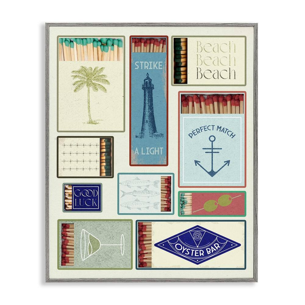Stupell Nautical Theme Matchboxes Framed Giclee Art Design By Lil' Rue