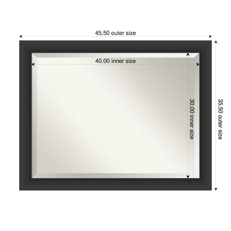 Sloped Beveled Framed Wall Mirror - 46 x 36 in - Sloped Black