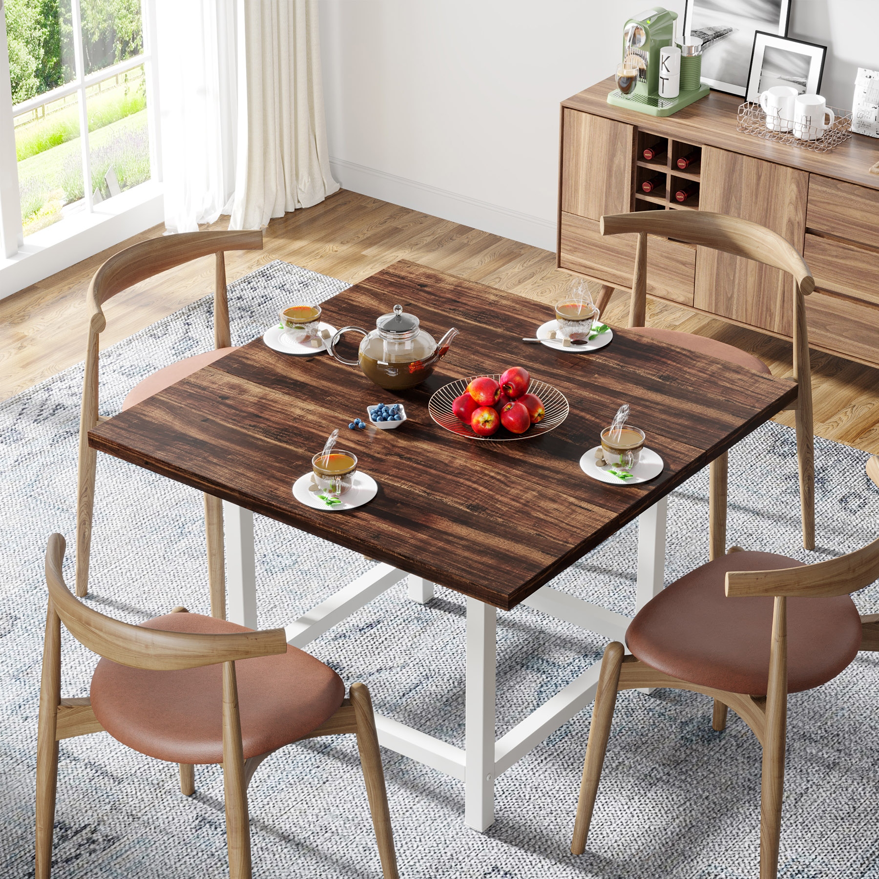 Rustic square dining best sale table for 4