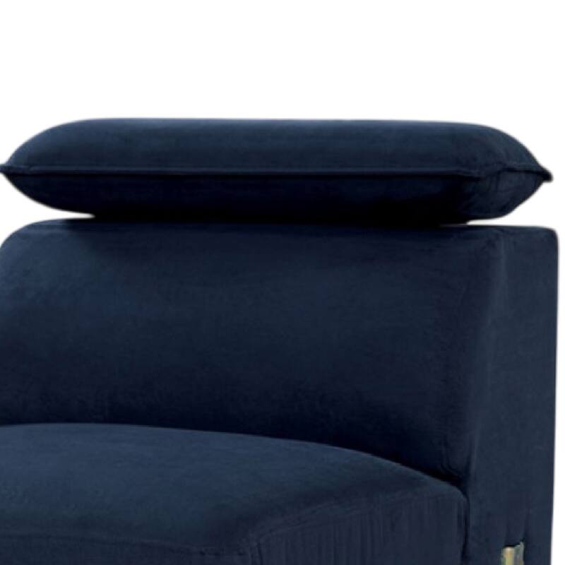 Panie Modular Armless Lounge Chair, Adjustable Headrest, Navy Blue Fabric