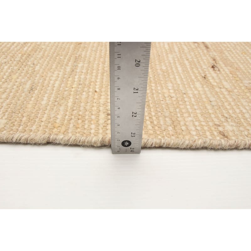 ECARPETGALLERY Braid weave Sienna Beige Wool Rug - 5'0 x 7'0