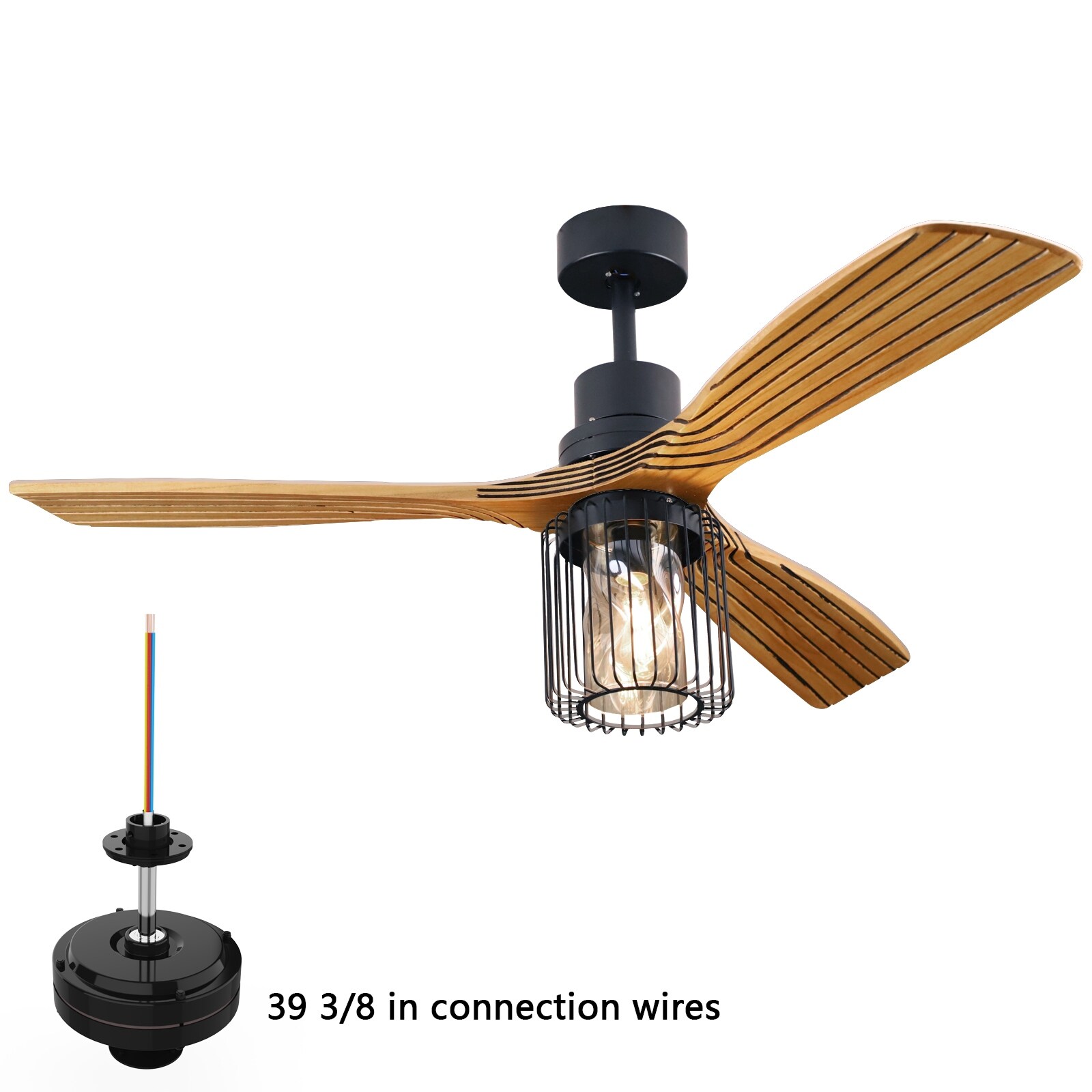 52 Inches Solid Wood Ceiling Fan 