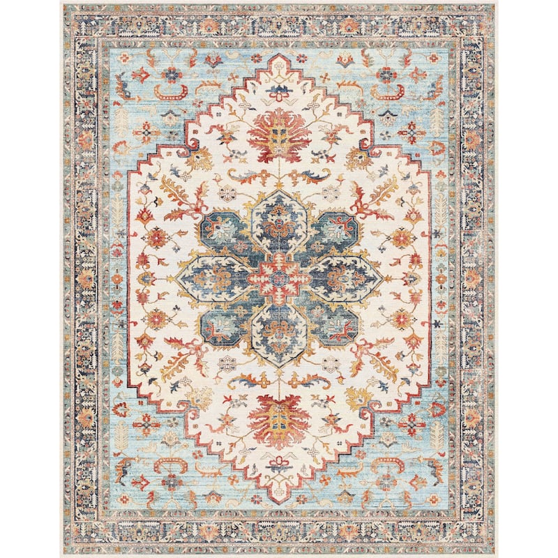 Mcow Vintage Harmony Collection Low-Pile Machine-Washable Area Rug