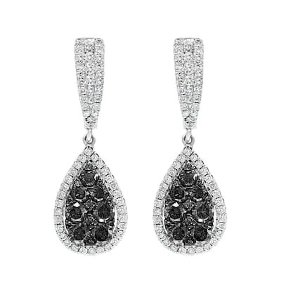 EFFY 14K White Gold Diamond and Black Diamond Earrings