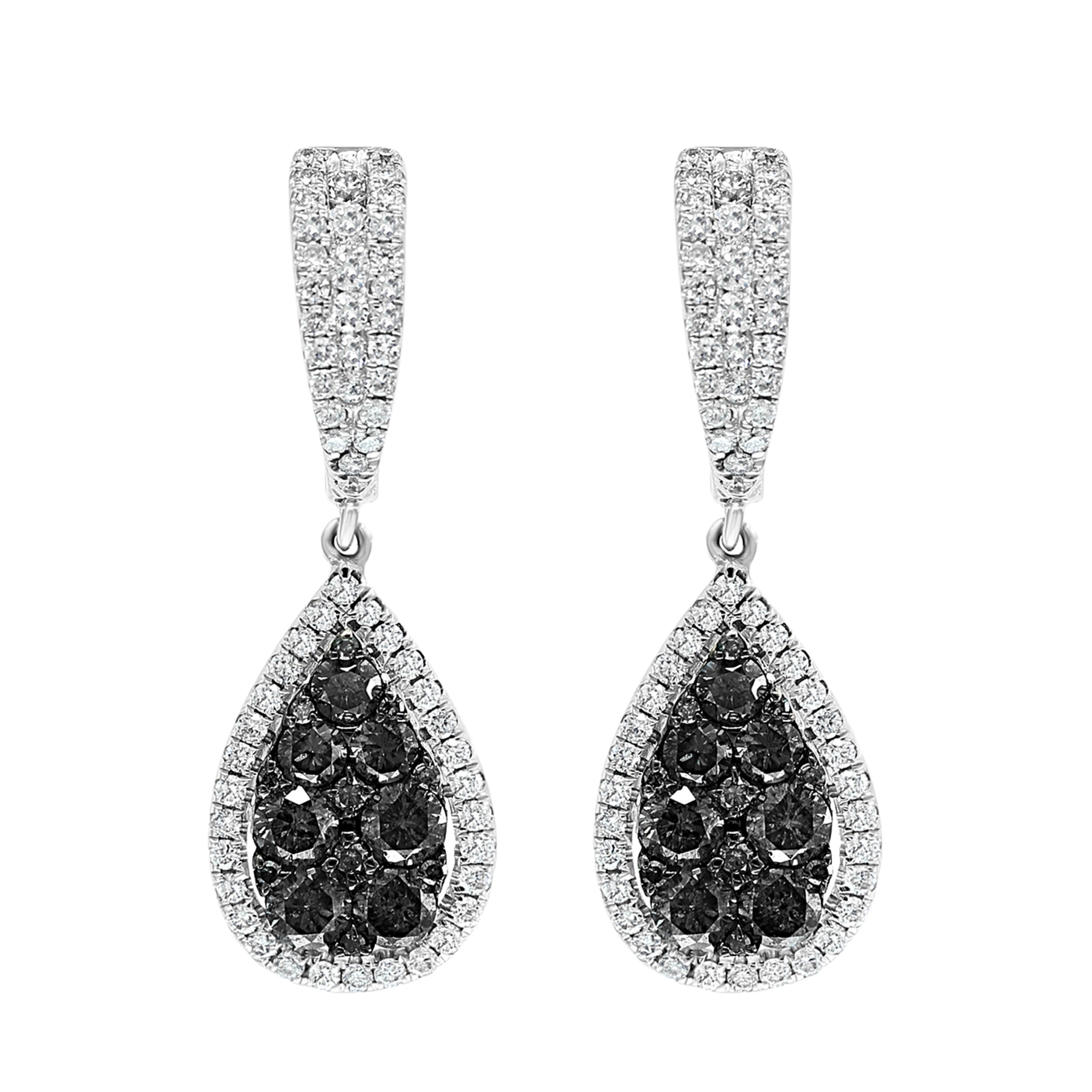 EFFY 14K White Gold Diamond and Black Diamond Earrings