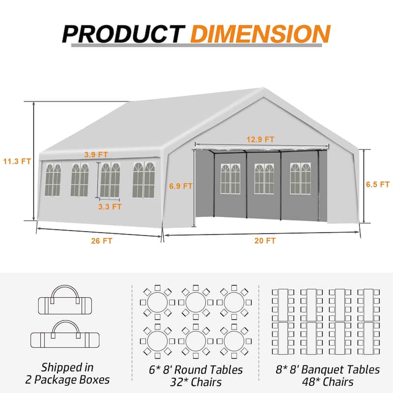 Aoodor Galvanized 20'W x 26'D Party Tent