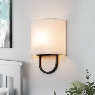 1-Light Modern Ivory Fabric Wall Sconce