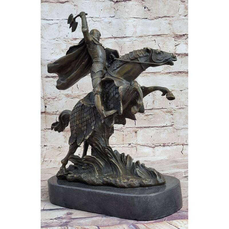 European Knight On Imitative Horseback Armored Imitative Horse Bronze Sculpture Statue Figure By Kamiko