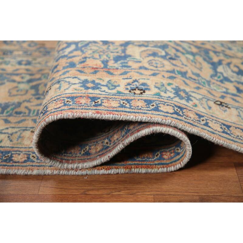 Hand Knotted Oriental 100% Wool Carpet Traditional Medallion Peach Mashad Area Rug - 11' 0'' X 7' 11''